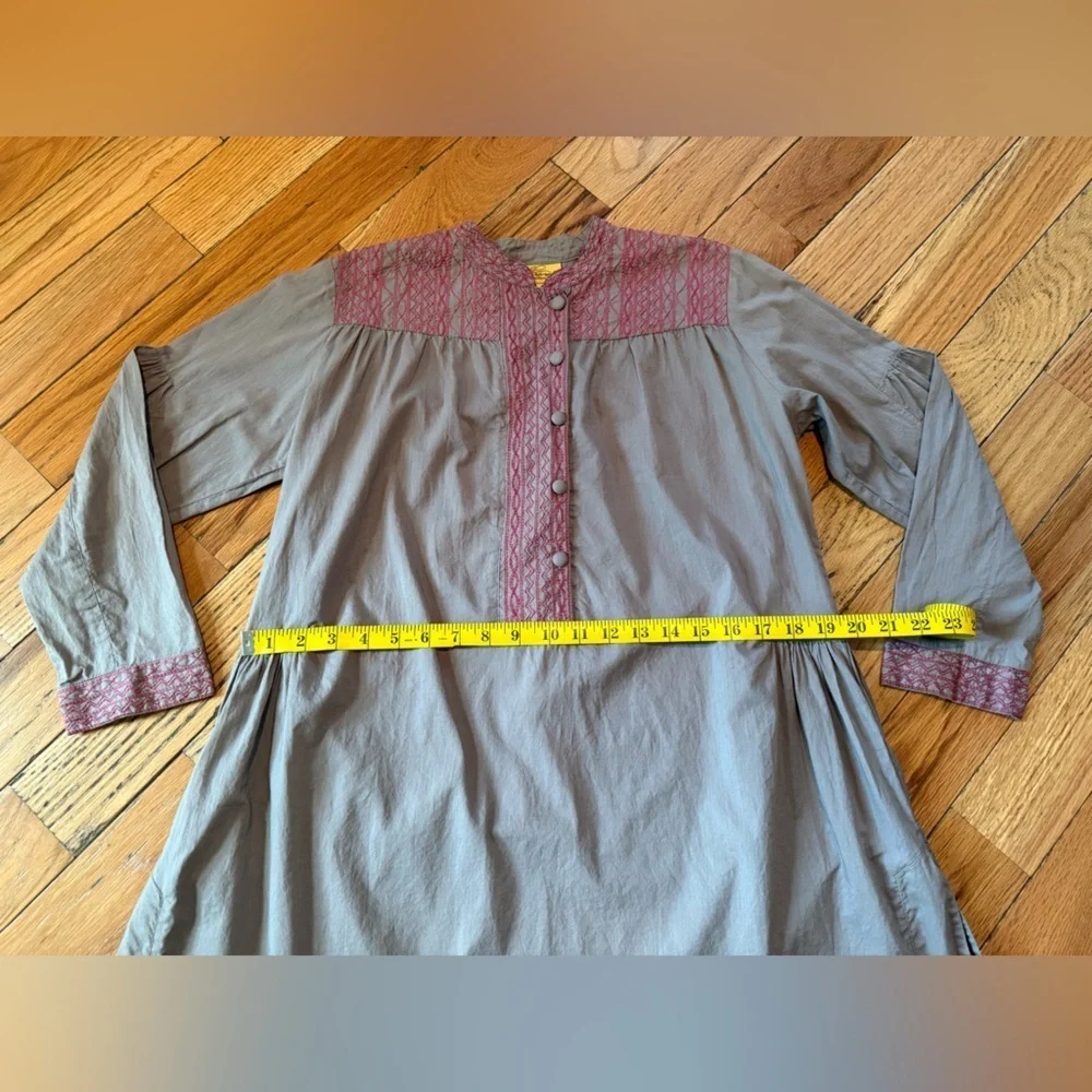 Roberta Roller Rabbit Brown/Pink Embroidered Cotton Shirt Dress Women’s Size S - Picture 13 of 16